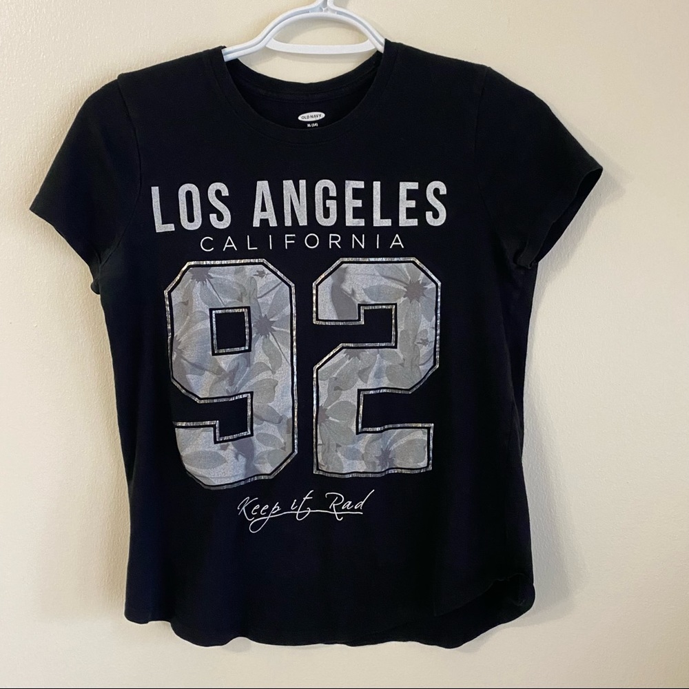 a1508-k5~ Old Navy~XL~Girls~Short Sleeve Top, Crewneck T Shirt~Black Color~Used